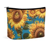 FZQVSGW Petite trousse de maquillage élégante et spacieuse avec fleur rouge sur fond noir, pochette portable à fermeture éclair, trousse de toilette de voyage pour meilleur ami, Tournesol, Taille