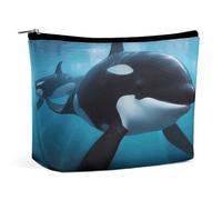 FZQVSGW Petite trousse de maquillage élégante et spacieuse avec gaufres colorées, pochette à fermeture éclair, trousse de toilette de voyage pour meilleur ami, Baleine tueuse., Taille unique