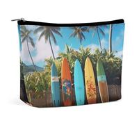 FZQVSGW Petite trousse de maquillage élégante et spacieuse avec motif chat sous couverture, pochette à fermeture éclair, trousse de toilette de voyage pour meilleur ami, Planche de surf Surf's Up,