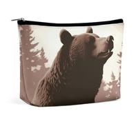 FZQVSGW Petite trousse de maquillage élégante et spacieuse avec motif ours sauvage, pochette à fermeture éclair, trousse de toilette de voyage pour meilleur ami, Wild Bear, Taille unique