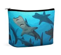 FZQVSGW Petite trousse de maquillage élégante et spacieuse avec motif requins marteaux, trousse de maquillage portable à fermeture éclair, trousse de toilette de voyage pour meilleur ami, Requin