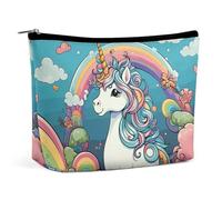 FZQVSGW Petite trousse de maquillage élégante et spacieuse en forme de canard à l'aquarelle - Pochette portable à fermeture éclair - Trousse de toilette de voyage pour meilleur ami, Cheval de couleur,