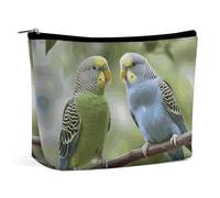 FZQVSGW Petite trousse de maquillage élégante et spacieuse en forme de canard à l'aquarelle - Pochette portable à fermeture éclair - Trousse de toilette de voyage pour meilleur ami, Perruches bleues
