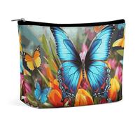 FZQVSGW Petite trousse de maquillage élégante et spacieuse en forme de canard à l'aquarelle - Pochette portable à fermeture éclair - Trousse de toilette de voyage pour meilleur ami, Papillon coloré et