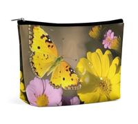 FZQVSGW Petite trousse de maquillage élégante et spacieuse en forme de canard à l'aquarelle - Pochette portable à fermeture éclair - Trousse de toilette de voyage pour meilleur ami, Papillon jaune et