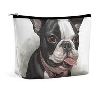 FZQVSGW Petite trousse de maquillage élégante et spacieuse en forme de chouette avec fermeture éclair - Trousse de toilette de voyage pour meilleur ami, Boston Terrier, taille unique, Boston Terrier,