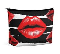 FZQVSGW Petite trousse de maquillage élégante et spacieuse en forme de chouette mignonne avec fermeture éclair - Trousse de toilette de voyage pour meilleur ami, rouge à lèvres - Taille unique, Red