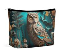 FZQVSGW Petite trousse de maquillage élégante et spacieuse - Motif tigre coloré - Pochette de maquillage portable à fermeture éclair - Trousse de toilette de voyage pour meilleur ami, chouette, Taille