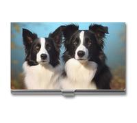 FZQVSGW Porte-cartes de visite professionnel en métal pour cartes de visite Art Business Card Border Collie Organiseur fin pour homme et femme Accessoires de bureau