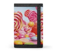 FZQVSGW Porte-monnaie à trois volets avec 8 emplacements pour cartes de crédit - Cadeau de Noël, Bonbons sucrés., Taille unique, Moderne