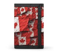 FZQVSGW Porte-monnaie à trois volets avec 8 emplacements pour cartes de crédit Motif ange avec ailes bleues, Drapeau du Canada., Taille unique, Moderne