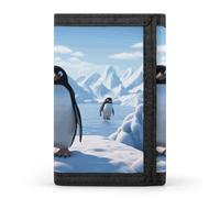 FZQVSGW Porte-monnaie à trois volets avec 8 emplacements pour cartes de crédit Motif ange avec ailes bleues, Pingouin Antarctique Ice, Taille unique, Moderne