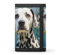 FZQVSGW Porte-monnaie à trois volets avec 8 emplacements pour cartes de crédit Motif ange avec ailes bleues, Adorable dalmatien., Taille unique, Moderne