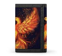 FZQVSGW Porte-monnaie à trois volets avec 8 emplacements pour cartes de crédit Motif tête de cheval Orange, Feu et eau phénix, Taille unique, Moderne