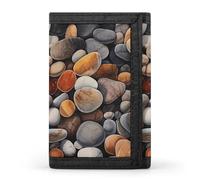 FZQVSGW Porte-monnaie à trois volets avec 8 emplacements pour cartes de crédit Motif tête de cheval Orange, Roches et galets, Taille unique, Moderne