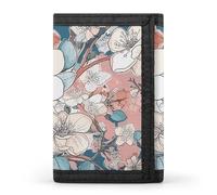FZQVSGW Porte-monnaie à trois volets pour bébé avec 8 emplacements pour cartes de crédit et porte-cartes, Fleur à feuilles de pêche, Taille unique, Moderne