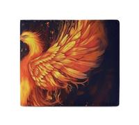 FZQVSGW Portefeuille à deux volets en cuir avec fond orange avec tête de cheval, porte-cartes fin et élégant en polyuréthane, petit porte-monnaie, Feu et eau phénix, Taille unique