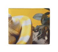FZQVSGW Portefeuille à deux volets en cuir avec motif Père Noël, porte-cartes fin et élégant en polyuréthane, petit porte-monnaie, Python jaune et blanc, Taille unique