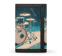 FZQVSGW Portefeuille à trois volets avec 8 emplacements pour cartes de crédit et avion de la Seconde Guerre mondiale, Ensemble de tambours cool, Taille unique, Moderne