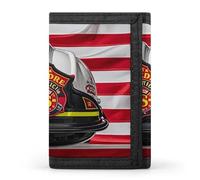 FZQVSGW Portefeuille à trois volets avec 8 emplacements pour cartes de crédit et avion de la Seconde Guerre mondiale, Drapeau Usa à rayures rouges, Taille unique, Moderne