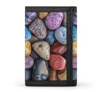 FZQVSGW Portefeuille à trois volets avec 8 emplacements pour cartes de crédit et cartes de crédit Motif plage tropicale, Galets et rochers, Taille unique, Moderne