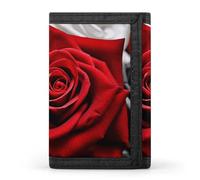 FZQVSGW Portefeuille à trois volets avec 8 emplacements pour cartes de crédit et porte-cartes Motif pyramides égyptiennes, Roses noires, blanches et rouges, Taille unique, Moderne