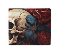 FZQVSGW Portefeuille en cuir pour homme - Motif cascade de montagne - Portefeuille à deux volets en polyuréthane - Petit porte-monnaie élégant pour femme, Poster image crâne, Taille unique