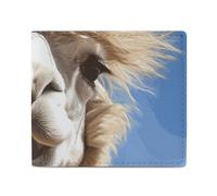 FZQVSGW Portefeuille en cuir pour homme - Motif oiseaux cardinaux mignons - Portefeuille à deux volets en polyuréthane - Porte-cartes de crédit - Petit porte-monnaie élégant pour femme, Lama drôle