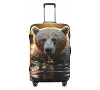 FZQVSLCM Bear Crossing the River Housse de bagage de voyage élastique lavable protection valise protecteur anti-rayures épais housse de bagages convient pour 45,7 à 81,3 cm, Noir , L