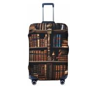 FZQVSLCM Books on the Bookshelf Housse de bagage de voyage élastique lavable protection de valise anti-rayures épaisse housse de bagages convient pour 45,7 à 81,3 cm, Noir , L