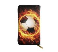 FZQVSLCM Burning Football Portefeuille en cuir pour femme Porte-monnaie long ultra fin Porte-cartes de crédit Pochette à deux volets