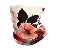 FZQVSLCM Cache-cou - Masque de protection UV - Écharpe respirante et coupe-vent - Cagoule d'été rafraîchissante - Bandana sans couture pour homme et femme - Motif fleurs rouges et pâles