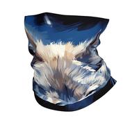 FZQVSLCM Cache-cou - Masque de protection UV - Écharpe respirante et coupe-vent - Tête de loup sur fond bleu - Cagoule d'été rafraîchissante - Bandana sans couture pour homme et femme