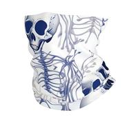 FZQVSLCM Cache-cou - Masque de protection UV - Respirant et coupe-vent - Motif squelette bleu - Cagoule d'été rafraîchissante - Bandana sans couture pour homme et femme