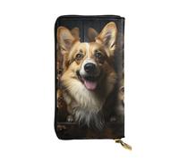 FZQVSLCM Corgi Pictures Portefeuille en cuir pour femme - Long porte-monnaie ultra fin avec porte-cartes de crédit - Pochette à deux volets