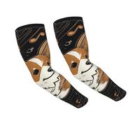 FZQVSLCM Corgi qui aime la musique Manchons de bras de protection solaire rafraîchissants avec trou pour le pouce pour homme et femme