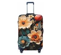 FZQVSLCM Housse de bagage de voyage à motif floral, élastique, lavable, protection anti-rayures, housse épaisse pour bagages de 45,7 à 81,3 cm, Noir , M