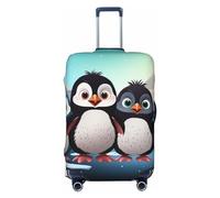 FZQVSLCM Housse de bagage de voyage avec cinq pingouins mignons, élastique, lavable, anti-rayures, épaisses, convient aux bagages de 45,7 à 81,3 cm, Noir , XL