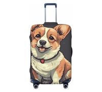 FZQVSLCM Housse de bagage de voyage avec illustration de chien corgi mignon, élastique, lavable, anti-rayures, couverture épaisse pour bagages de 45,7 à 81,3 cm, Noir , L