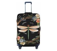 FZQVSLCM Housse de bagage de voyage avec image de libellule dans une couronne - Élastique et lavable - Anti-rayures - Épais - Convient aux bagages de 45,7 à 81,3 cm, Noir , L