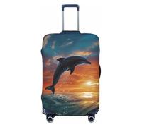 FZQVSLCM Housse de bagage de voyage avec motif dauphins et palmiers, élastique, lavable, anti-rayures, housse épaisse pour bagages de 45,7 à 81,3 cm, Noir , L