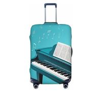 FZQVSLCM Housse de bagage de voyage avec motif piano sur fond bleu, élastique, lavable, anti-rayures, housse épaisse pour bagages de 45,7 à 81,3 cm, Noir , L