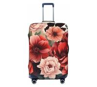 FZQVSLCM Housse de bagage de voyage élastique lavable et anti-rayures avec fleurs rouges et pâles pour bagages de 45,7 à 81,3 cm, Noir , M