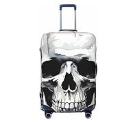 FZQVSLCM Housse de bagage de voyage élastique lavable et anti-rayures avec motif tête de mort blanche et grise pour 45,7 à 81,3 cm, Noir , XL