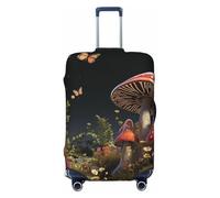 FZQVSLCM Housse de bagage de voyage en forme de champignons de conte de fées, élastique, lavable, anti-rayures, couverture épaisse pour bagages de 45,7 à 81,3 cm, Noir , S