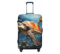 FZQVSLCM Housse de bagage de voyage en forme de tortue qui nage dans la mer, élastique, lavable, anti-rayures, housse épaisse pour bagages de 45,7 à 81,3 cm, Noir , M