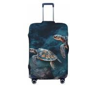 FZQVSLCM Housse de bagage de voyage en forme de tortue qui nage dans la mer, élastique, lavable, anti-rayures, housse épaisse pour bagages de 45,7 à 81,3 cm, Noir , S