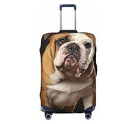 FZQVSLCM Housse de bagage de voyage motif bulldog anglais, élastique, lavable, protection anti-rayures, couverture épaisse pour bagages de 45,7 à 81,3 cm, Noir , L