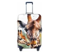 FZQVSLCM Housse de bagage de voyage motif cerf, girafe aquarelle, élastique, lavable, anti-rayures, couverture épaisse pour bagages de 45,7 à 81,3 cm, Noir , L