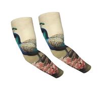 FZQVSLCM Manchons de bras de paon oriental sur arbre à fleurs, protection solaire, manches rafraîchissantes avec trou pour le pouce pour homme et femme